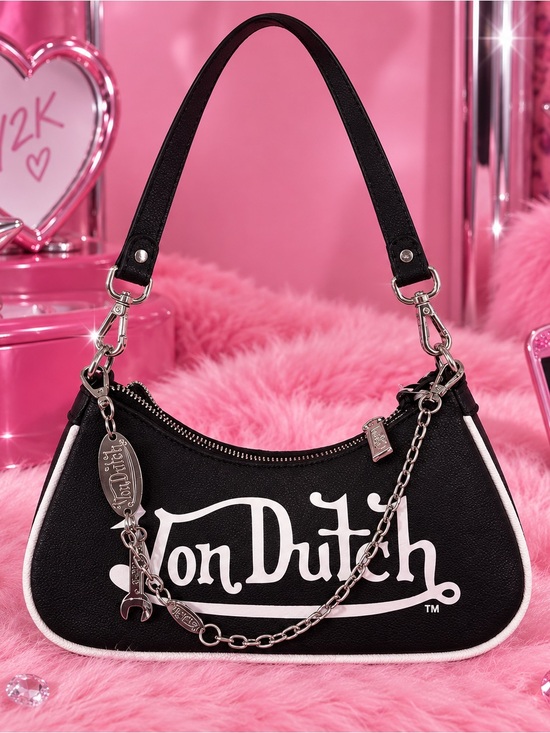 Von Dutch Handbags - Von Dutch Black & White Y2K Baguette Shoulder Bag NWT